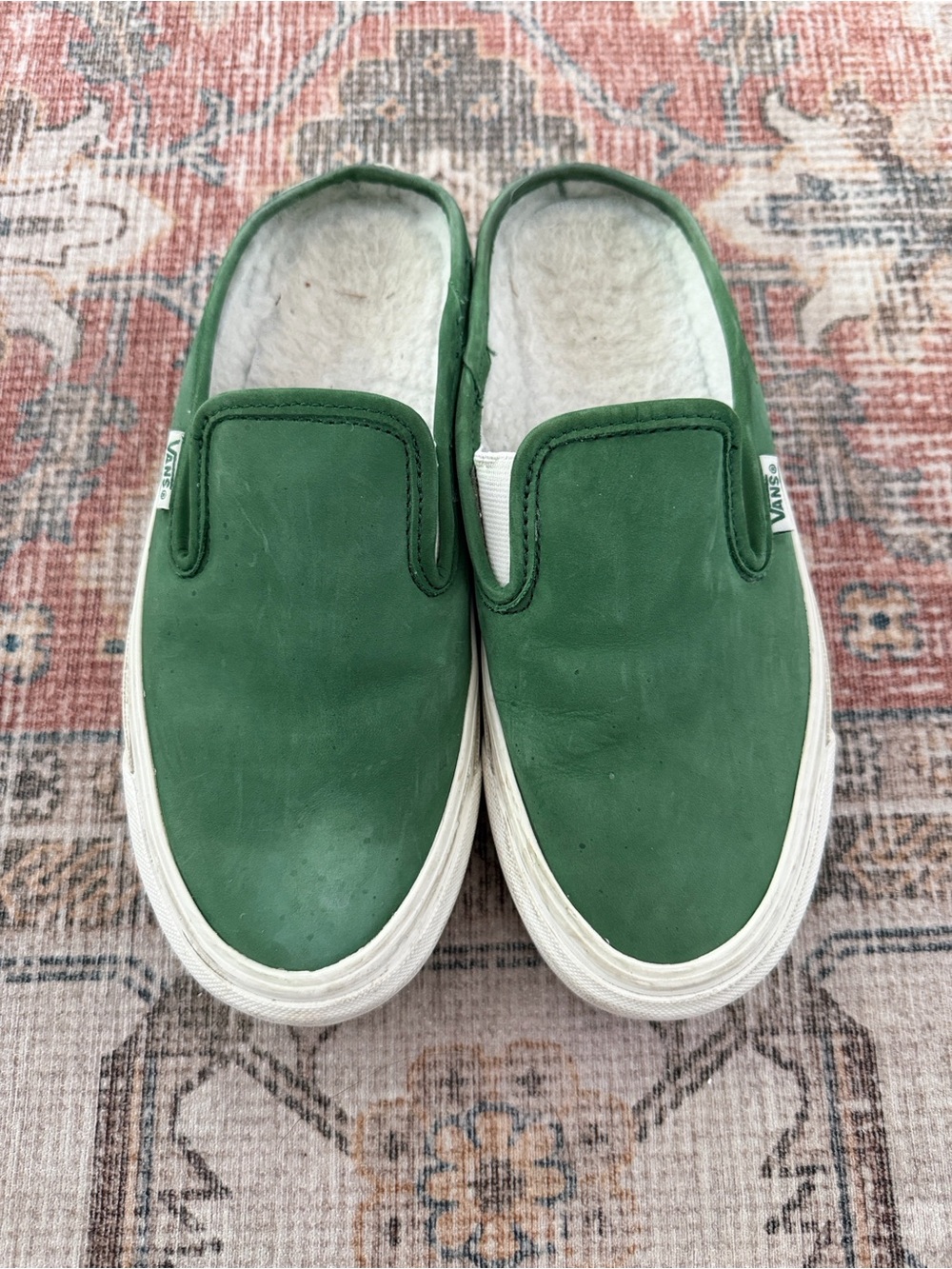 Vans Green Slip-On Fleece-Lined Sneakers